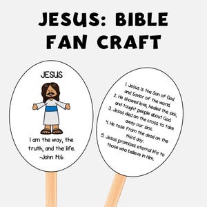 Life of Jesus Craft, Sunday School Fan Craft, Printable Bible Verse Activity for Church, Bible Lesson Coloring Craft, Kids Bible Study, VBS