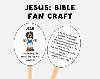 Life of Jesus Craft, Sunday School Fan Craft, Printable Bible Verse Activity for Church, Bible Lesson Coloring Craft, Kids Bible Study, VBS