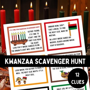 Kwanzaa Scavenger Hunt, Indoor Scavenger Hunt, Scavenger hunt Clues, Treasure Hunt, Kids Scavenger Hunt, Kwanzaa