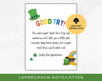 Printable Leprechaun Letter, Leprechaun Trap Note, St Patricks Day Activity, Letter from Leprechaun, Saint Patricks Letter From Leprechaun