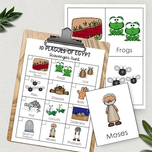Die zehn Plagen, Moses Bibelgeschichte, druckbare Bibel-Schnitzeljagd, Sonntagsschulspiel, Kinderbibelstunde, christliche Hausschulaktivität