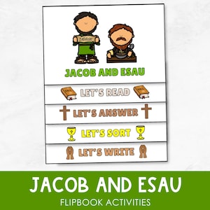 Jacob and Esau, Printable Bible Flipbook, Sunday School Craft, Kids Bible Lesson Activities, Bible Characters, Christian Homeschool