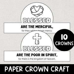 Beatitudes Craft for Kids, Printable Bible Faith Crown, Sermon on the Mount, Easy Kids Christian Craft, Sunday School, Church Activity