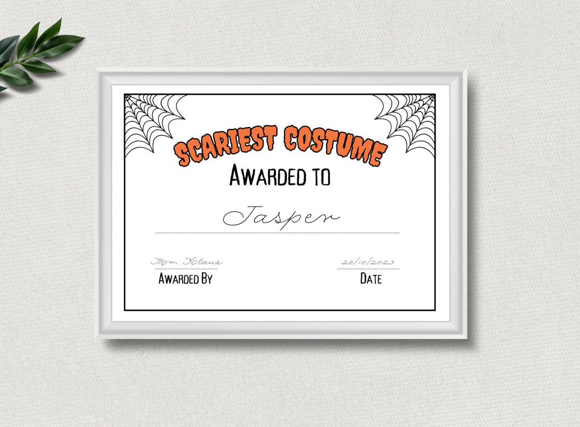Halloween Costume Contest Awards, Halloween Ballot Certificates ...