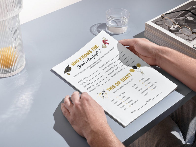 Who Knows The Graduate Best, How Well Do You Know the Grad, Printable Graduation Trivia, Graduation Party Games, Digital Download image 5