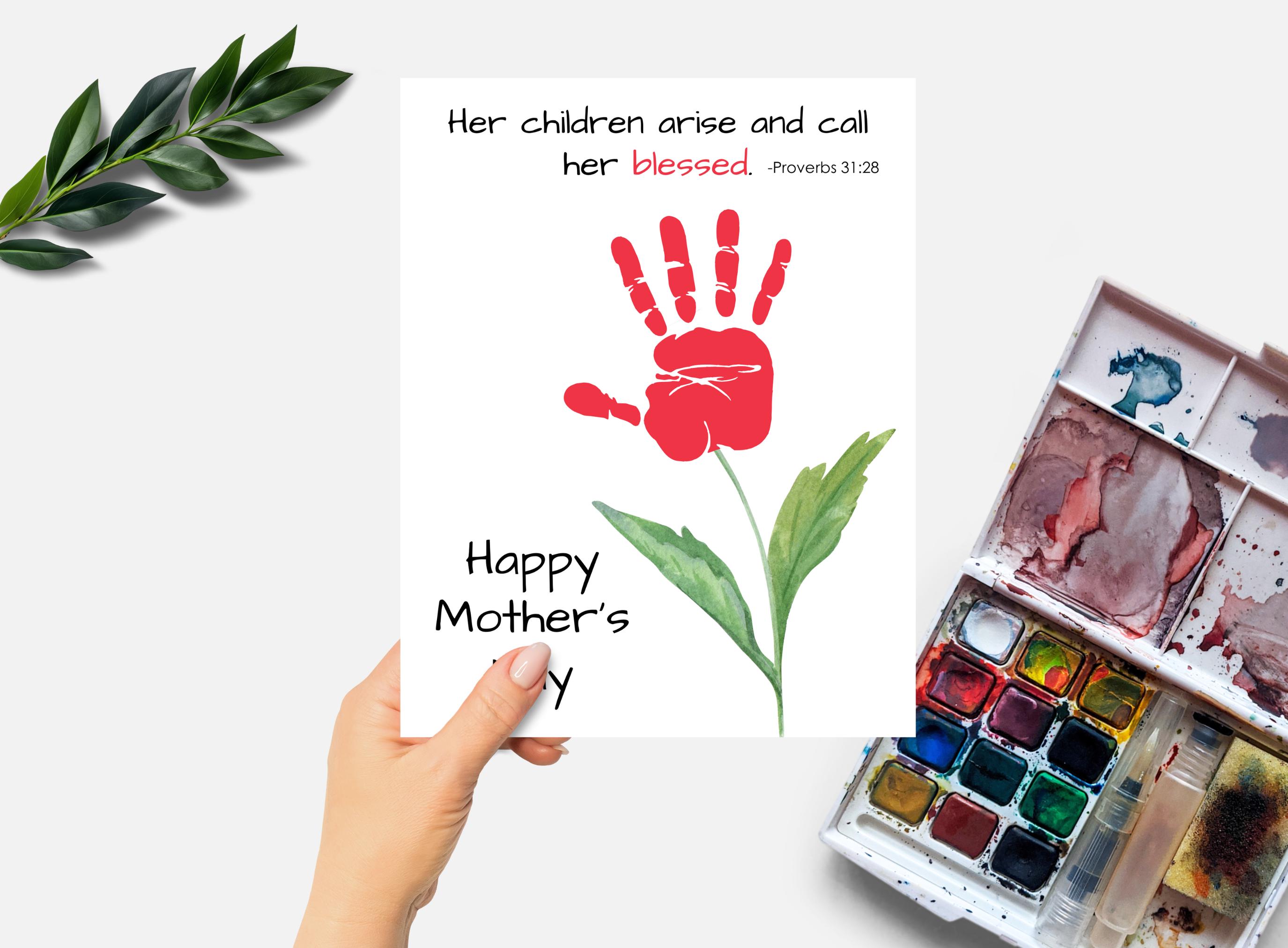 Mothers Day Handprint Craft, Printable Christian Bible Verse Handprint ...