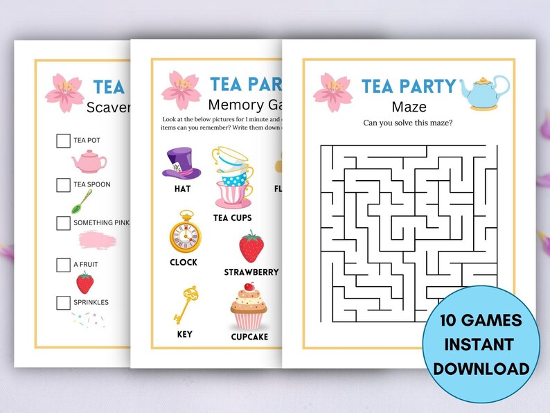 Kids Tea Party Games Tea Party for Girls Tea Party Games - Etsy