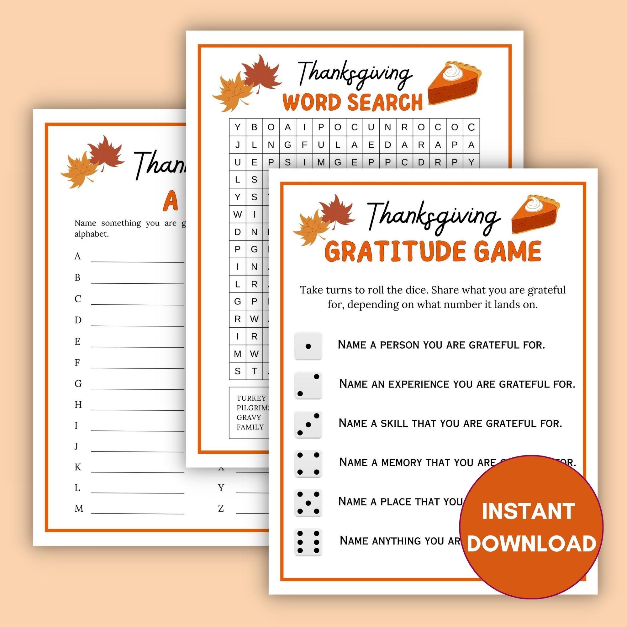 Thanksgiving Games, 20 Printable Games, Thanksgiving Activities, Family ...