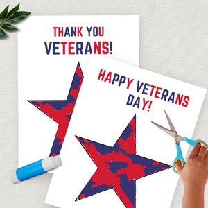 Artisanat pour la fête des anciens combattants, bonne fête des anciens combattants, merci aux anciens combattants, créations artisanales en papier patriotique découpées et collées pour les enfants, cadeau souvenir d'ancien combattant