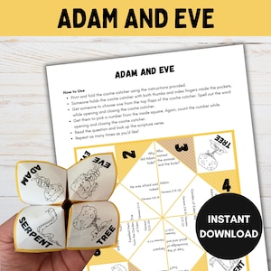 Adam und Eva, Sonntagsschule Handwerk, druckbare Bibel Handwerk, Cootie Catcher, Bibelstunden für Kinder, Wahrsagerin