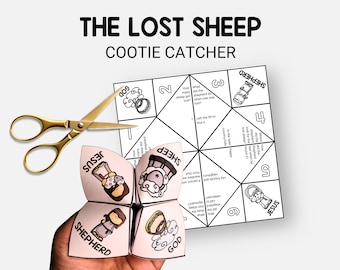 The Lost Sheep, Printable Jesus' Parables Cootie Catcher, Sunday School Craft for Kids, Fortune Teller, VBS Activity, Christian Homeschool