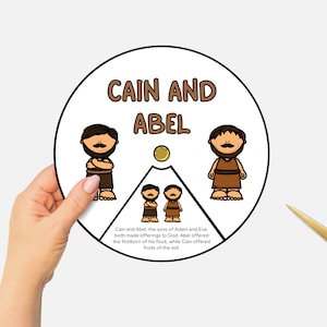 Cain and Abel, Printable Bible Coloring Wheel, Sunday School Craft, Kids Bible Study, Bible Story Spinning Wheel, Christian Homeschool
