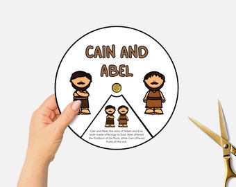 Cain and Abel, Printable Bible Coloring Wheel, Sunday School Craft, Kids Bible Study, Bible Story Spinning Wheel, Christian Homeschool