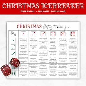 Christmas Icebreaker, Get To Know You, Roll and Tell Dice Printable Game, Team Building Group Activity, Office Game, Conversation Starter