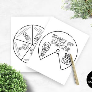 Story of Dorcas, Printable Bible Coloring Wheel, Sunday School Craft ...