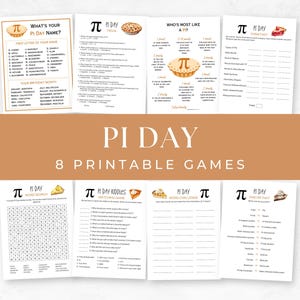 8 Printable Pi Day Games, Fun Pi Day Activities for Kids and Adults, Pi Day Party, Math Teacher, Math Classroom, Digital Download