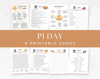 8 Printable Pi Day Games, Fun Pi Day Activities for Kids and Adults, Pi Day Party, Math Teacher, Math Classroom, Digital Download