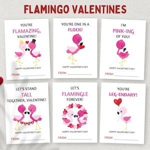 Dia dos Namorados Flamingo, Dia dos Namorados para Imprimir na Sala de Aula, Etiquetas de Presente Rosa para Estudantes, Cartões de Dia dos Namorados para Crianças na Escola, Dia dos Namorados para Crianças em Idade Pré-Escolar