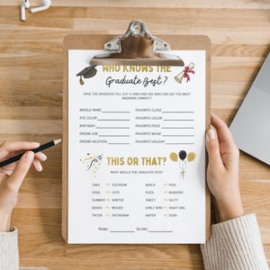 Who Knows The Graduate Best, How Well Do You Know the Grad, Printable Graduation Trivia, Graduation Party Games, Digital Download image 2