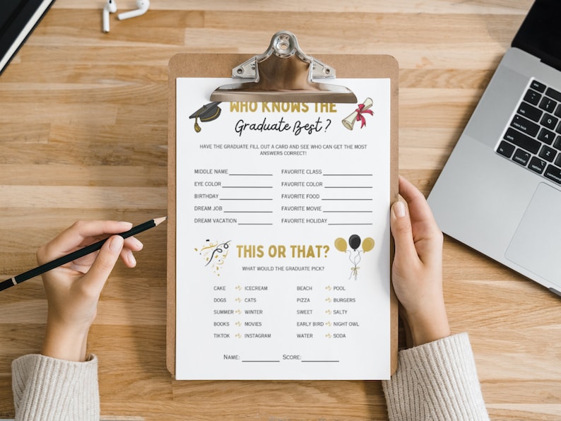 Who Knows The Graduate Best, How Well Do You Know the Grad, Printable Graduation Trivia, Graduation Party Games, Digital Download image 2