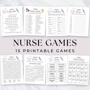 15 Printable Nurse Party Games, Nursing Theme, Fun Graduation Games, Student Nurse, Retirement Party, RN Grad, Nurses Week, Digital Download