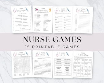 15 Printable Nurse Party Games, Nursing Theme, Fun Graduation Games, Student Nurse, Retirement Party, RN Grad, Nurses Week, Digital Download