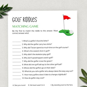 Golf Riddles, Printable Golf Activity, Fun Golf Theme, Birthday Party Game, Golf Month Icebreaker, Par-Tee Game, Retirement Party