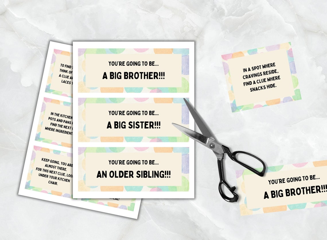 Pregnancy Announcement Scavenger Hunt, Printable Treasure Hunt Clues