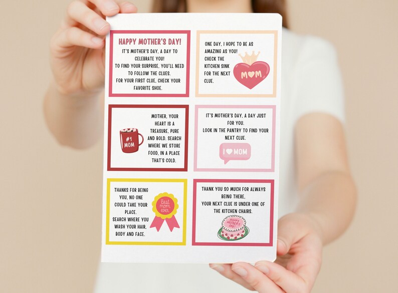 Mother's Day Scavenger Hunt, Indoor Treasure Hunt Clues, Surprise Present for Mom, Best Gift for Mum, Mothers Day Activity, Digital Download image 7