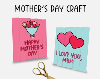 Mother's Day Craft, Printable Agamograph, Easy 2 Way Picture Coloring Craft, Kids Classroom Activity, Homeschool, DIY Keepsake for Mom