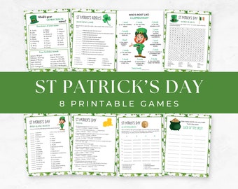 St Patricks Day Games, 8 Fun St Paddys Activities for Kids and Adults, St Patricks Day Printables, Leprechaun Games, Digital Download