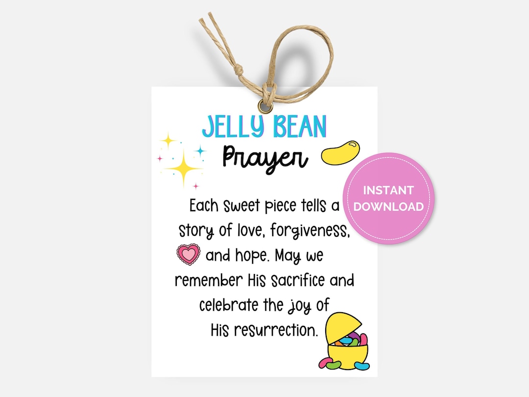 Jelly Bean Prayer, Christian Easter Tag, Printable Easter Prayer Card ...