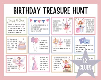 Fairy Birthday Scavenger Hunt for Kids, Indoor Treasure Hunt Clues, Printable Fairy Tea Party Birthday Game, Forest Party Activity