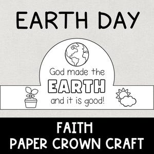 Earth Day Craft, Creation Bible Crown, Printable Faith Headband, Sunday School Craft, Kids Bible Study, Christian Homeschool