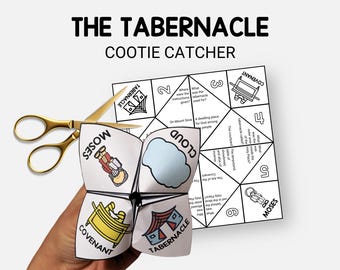 The Tabernacle, Bible Cootie Catcher Printable, Sunday School Craft, Kids Bible Study Fortune Teller, Christian Homeschool, Church Activity