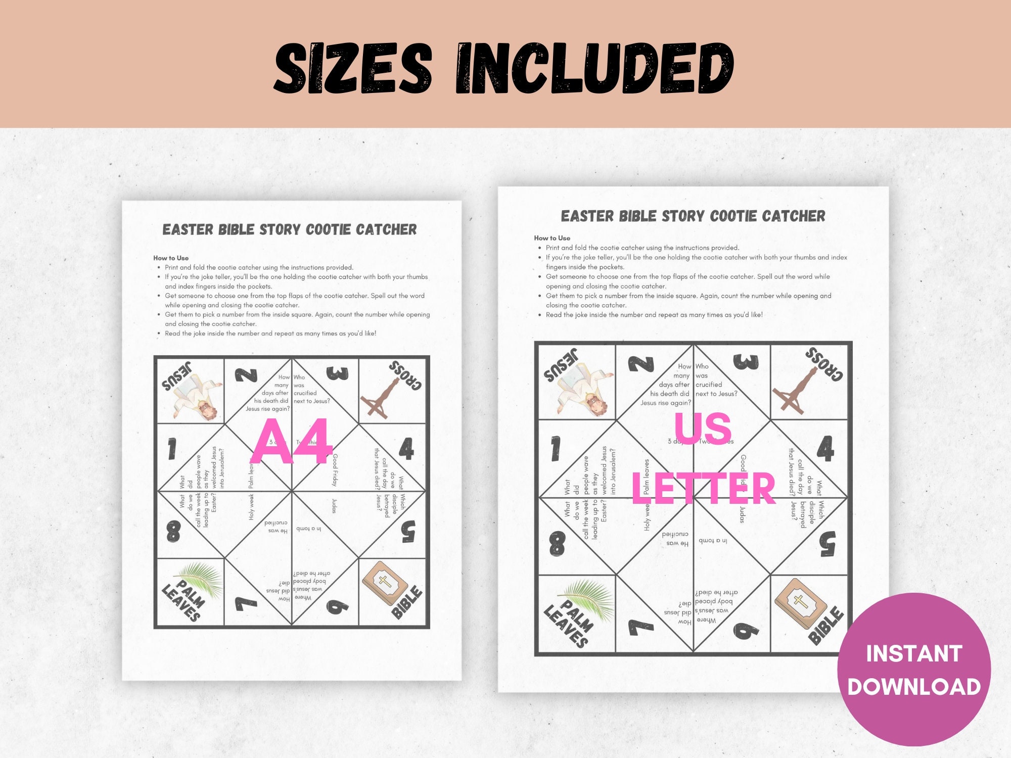 Easter Bible Story Cootie Catcher Bible Story for Kids - Etsy