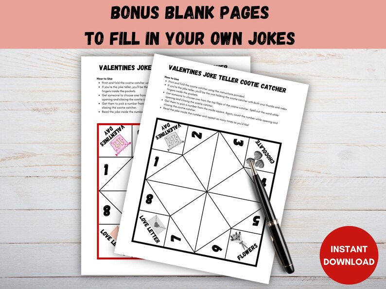 Valentines Day Joke Teller Printable, Cootie Catcher Template, School ...