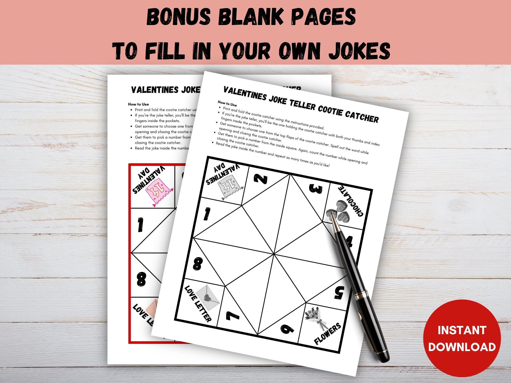 Valentines Day Joke Teller Printable, Cootie Catcher Template, School ...