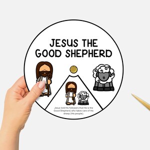 Jesus the Good Shepherd, Printable Bible Coloring Wheel, Sunday School Craft,  Kids Bible Lesson Spinning Wheel, Christian Homeschool