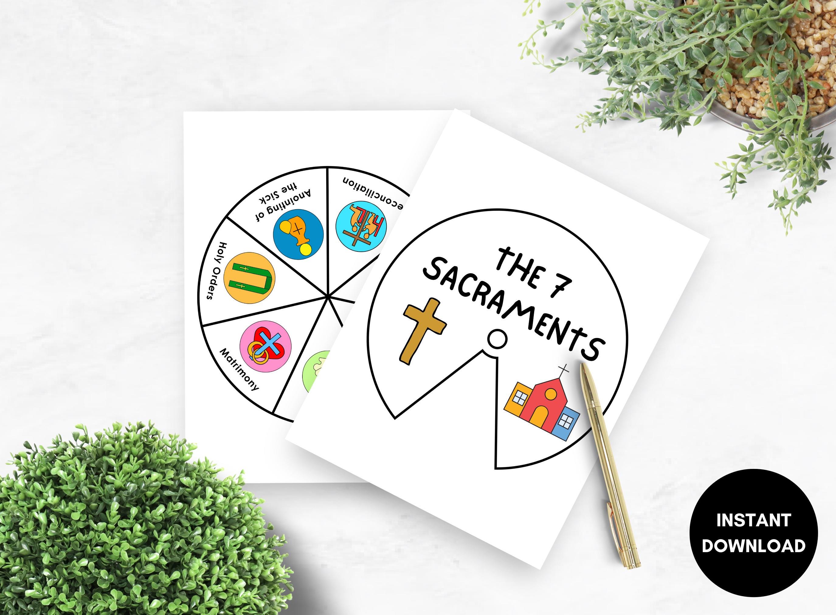 Seven Sacraments, Printable Bible Coloring Wheel, Sunday School Craft ...