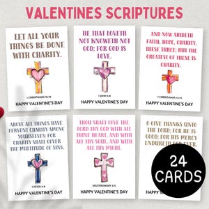 Christian Valentine Scriptures, Printable Bible Love Verses, Religious Church Gift Tags, Valentines Tract Handout, Valentines Prayer Board