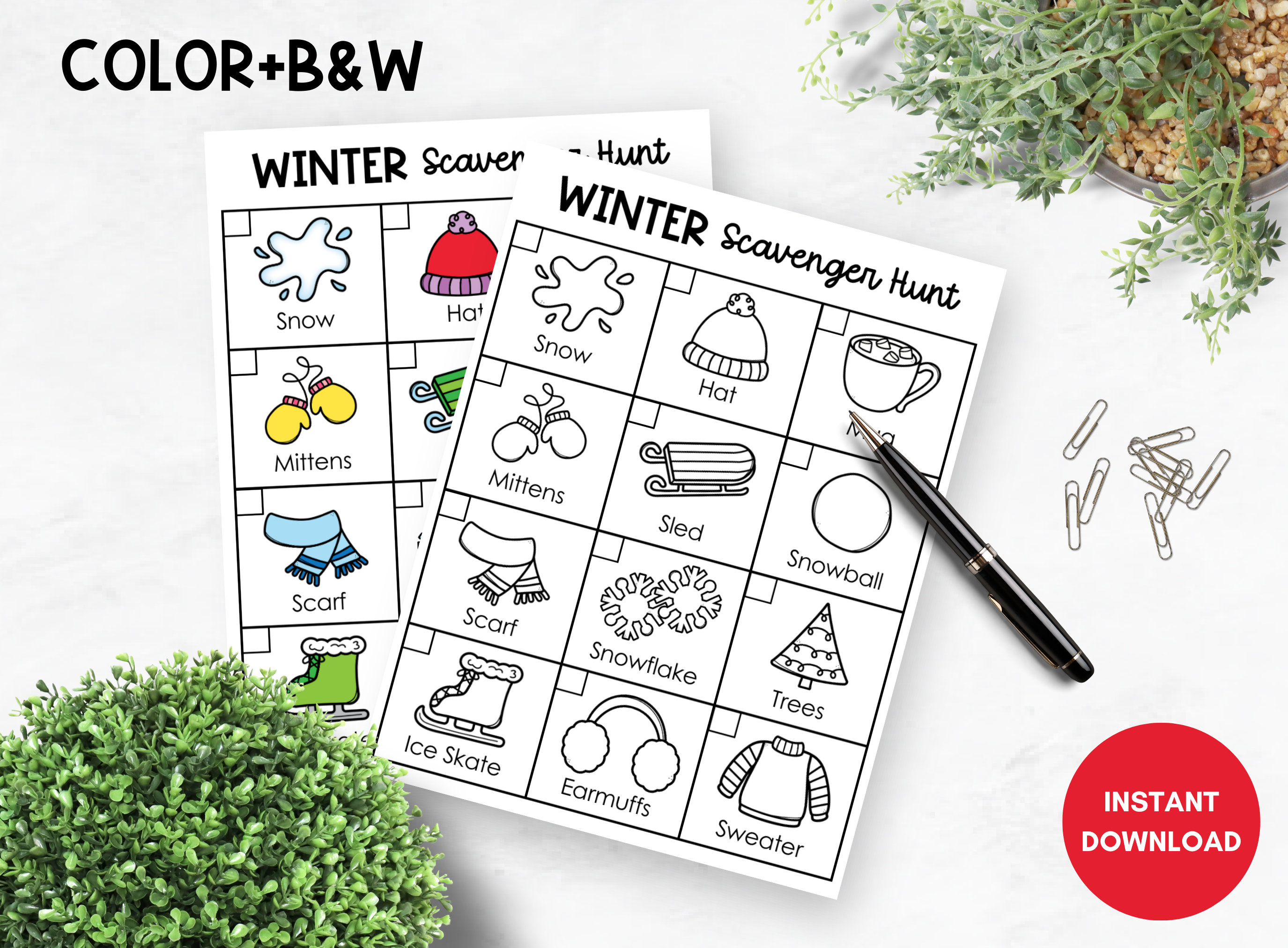 Winter Scavenger Hunt, Printable Indoor and Outdoor Scavenger Hunt ...