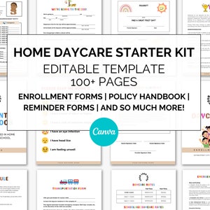 Kit de démarrage pour garderie en milieu familial, formulaires pour la garderie, contrat de garde d&#39;enfants, formulaires pour la garde d&#39;enfants, documents administratifs pour la garderie, brochure/rapport/politiques imprimables