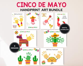 Cinco De Mayo Handprint Art Bundle, Mexican Fiesta Printable, Kids Preschool Daycare Craft, May Teacher Resource, Toddler Memory Keepsake