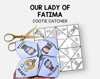 Our Lady of Fatima, Bible Story Cootie Catcher, Sunday School Craft for Kids, Fortune Teller, VBS Activity, Christian Homeschool Printable