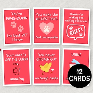 Vétérinaire Saint-Valentin, 12 cartes vétérinaires imprimables, drôles/Punny cartes pour étudiant vétérinaire, réceptionniste vétérinaire, employé, personnel, collègue