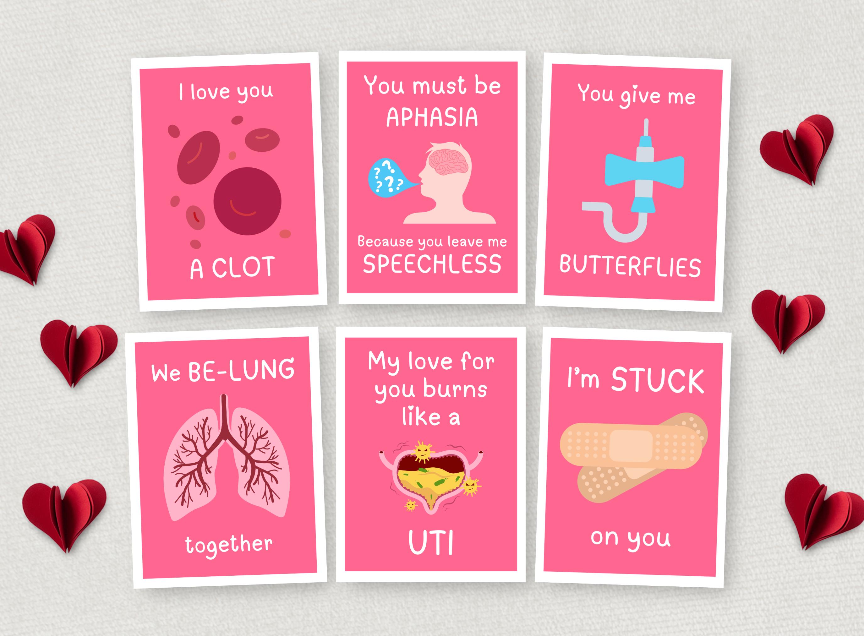 Medical Valentines, Printable Nurse Valentine Gift Tags, Funny Healthcare Valentine Cards for Doctor, RN, Student, Employee, Staff, Coworker