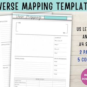 Bible Verse Mapping Template, Printable Bible Study Journal, Minimalist Bible Study Template, Scripture Mapping, Digital Download