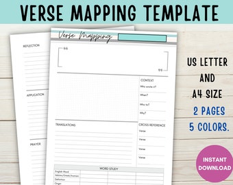Bible Verse Mapping Template, Printable Bible Study Journal, Minimalist Bible Study Template, Scripture Mapping, Digital Download