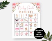 Girl Baby Bingo, Baby Shower Bingo, 50 Watercolor Pink Floral Bingo Cards, Its a Girl Baby Shower Party, Gender Reveal, Baby Bingo Game